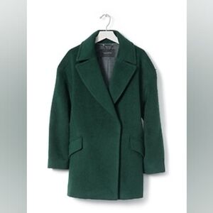 Banana Republic Deep Green Wool Mohair Blend Cocoon Coat Size XS